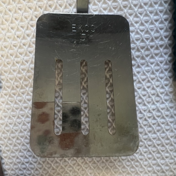 Vintage Ekco 3 Piece Utensil Stainless Steel Green Handles Slotted Spoon Spatula - Picture 8 of 14